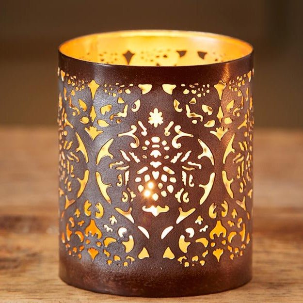 Metal Cutwork Cylindrical Tealight Holder - TL181 - Uneeka