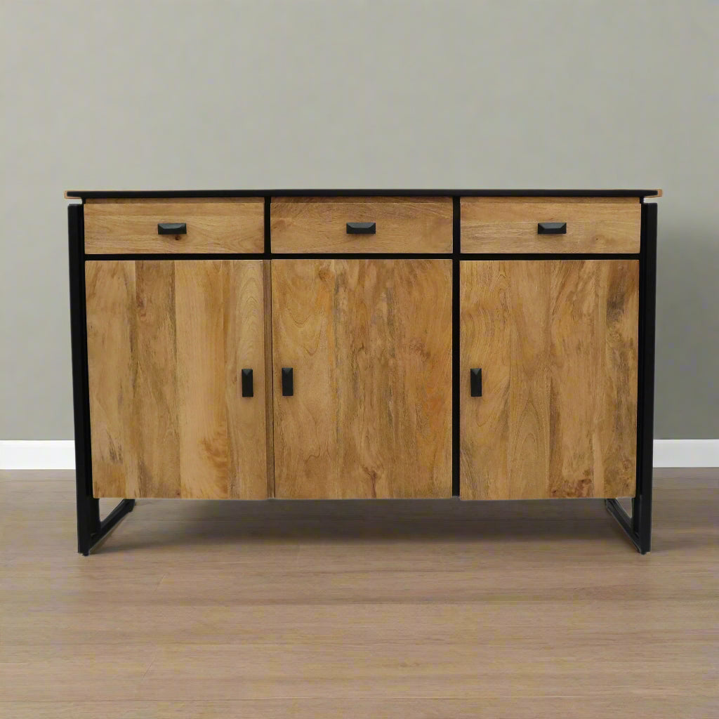 Metal Framed Wooden Large Sideboard - M2157 - Uneeka