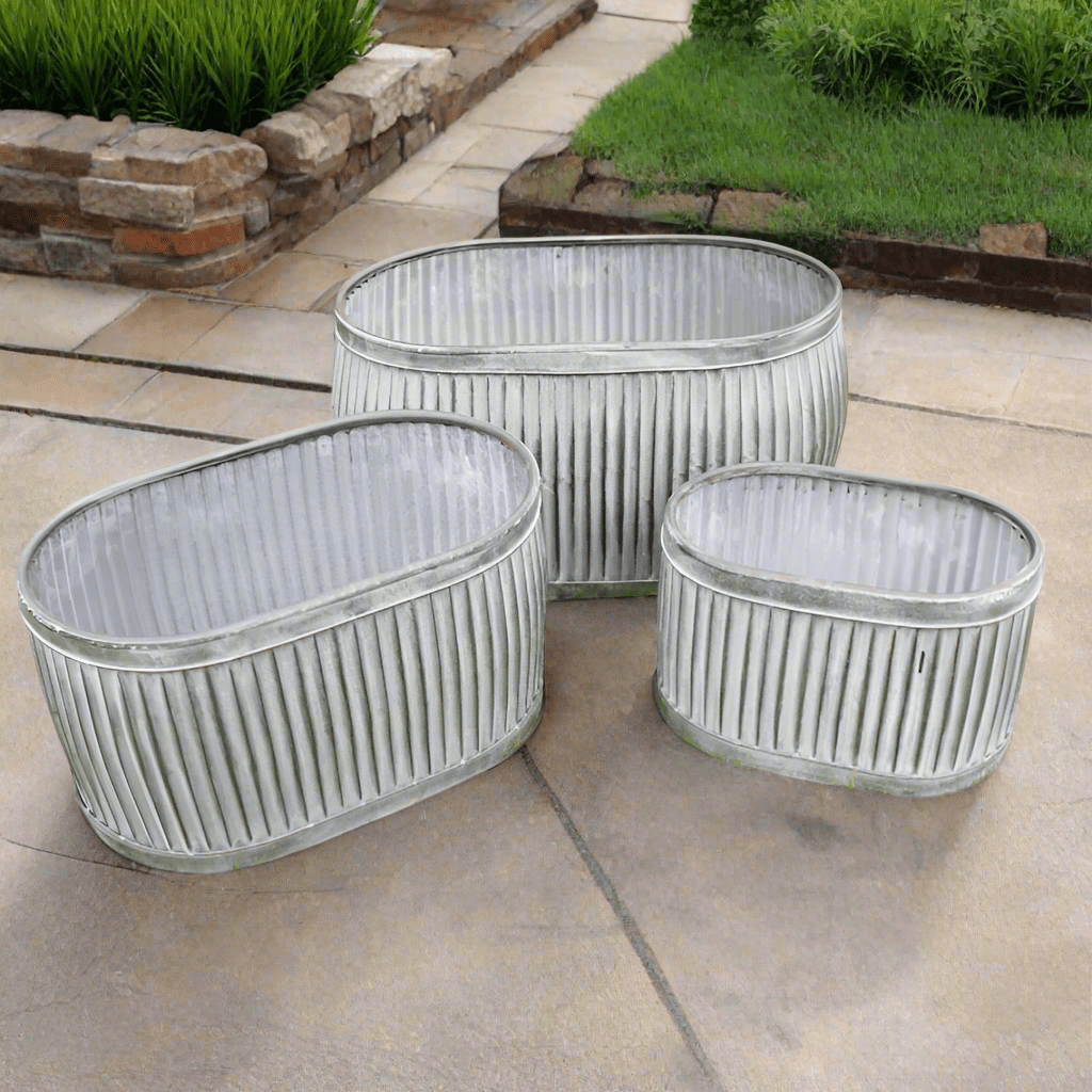 Metal Oval Tub Planter - 3923 - S - Uneeka