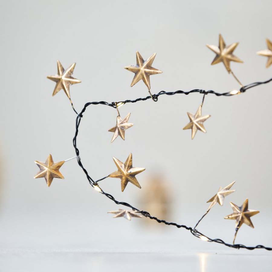 Metal Star Wire Fairy Lights - BO - MF12G - Uneeka