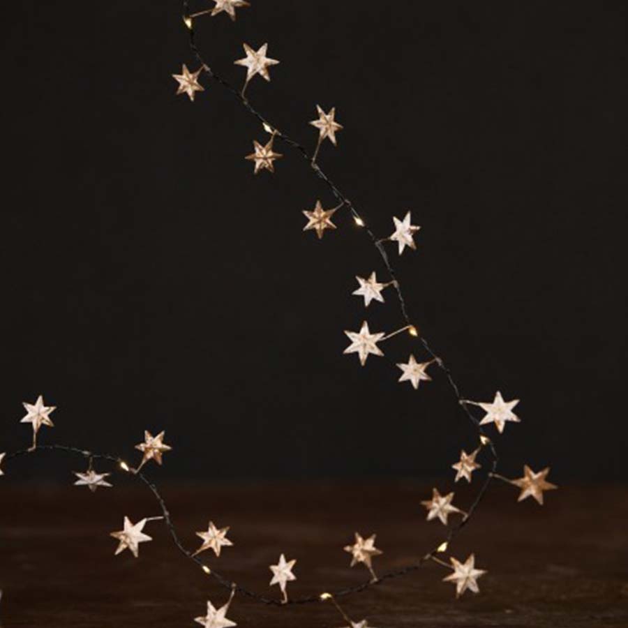 Metal Star Wire Fairy Lights - BO - MF12G - Uneeka