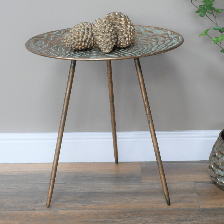 Metal Wave Tripod Side Table - 8378 - Uneeka