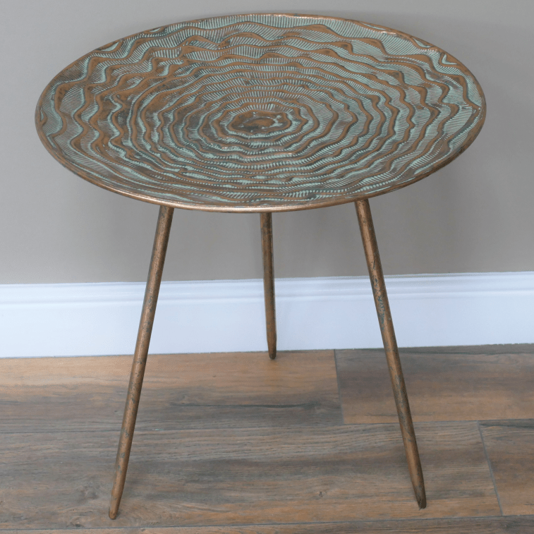 Metal Wave Tripod Side Table - 8378 - Uneeka