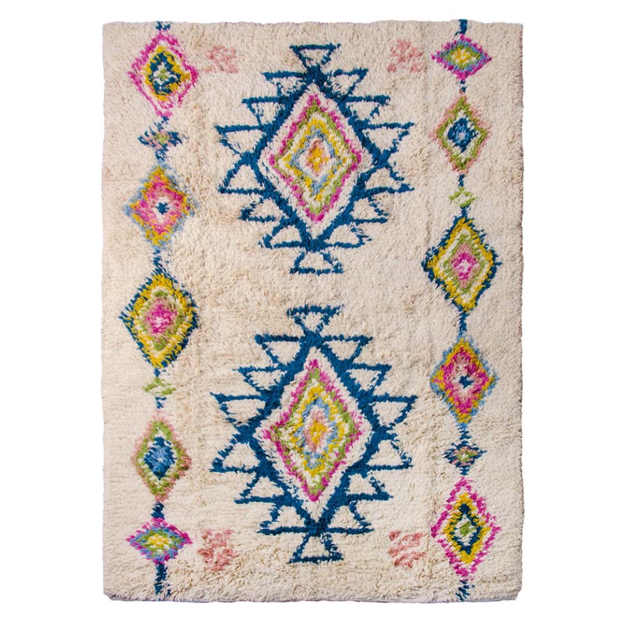 Mettah Geometric Shaggy Wool Rug - R10846 - Uneeka