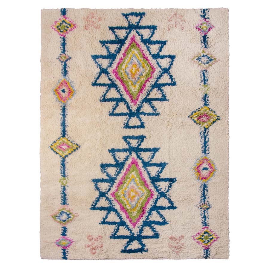 Mettah Geometric Shaggy Wool Rug - R10857 - Uneeka