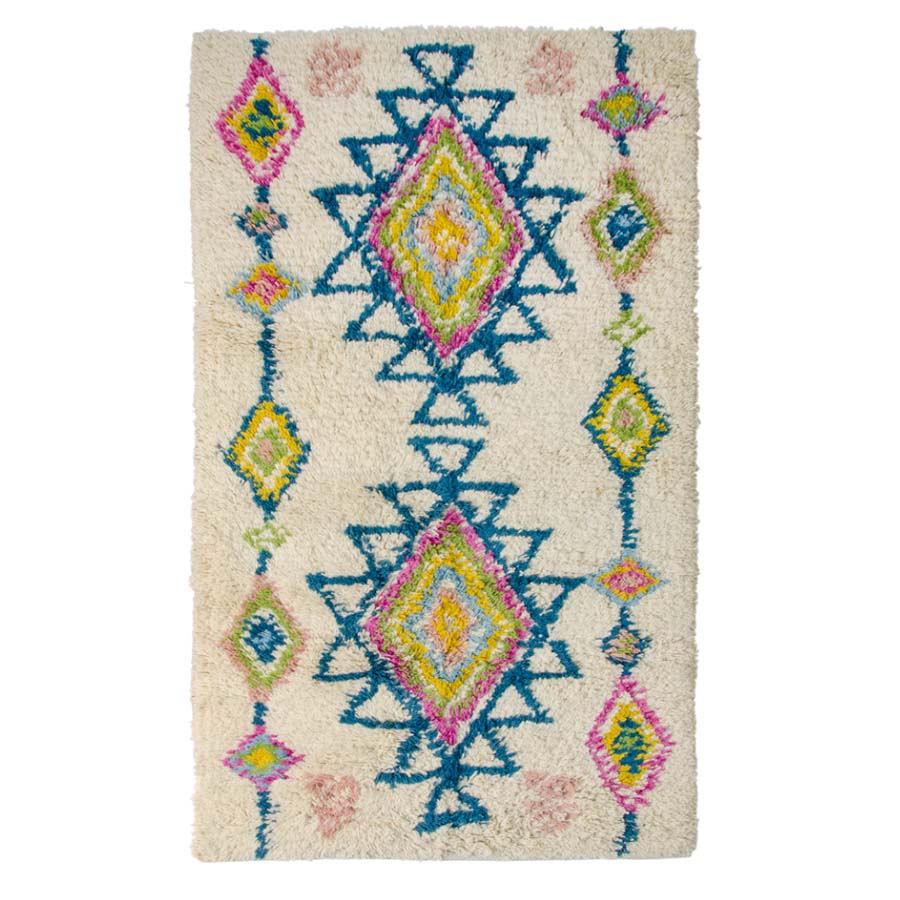 Mettah Geometric Shaggy Wool Rug - R10835 - Uneeka