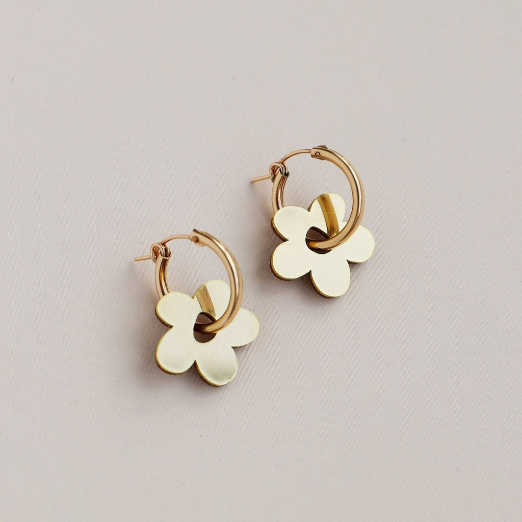 Mini Abstract Flower Huggie Hoops* - LE221104E - Uneeka