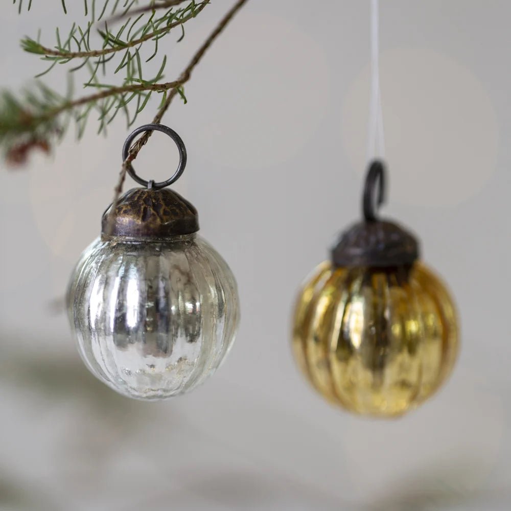 Mini Antique Silver & Gold Round Bauble - ANC23621 - Uneeka