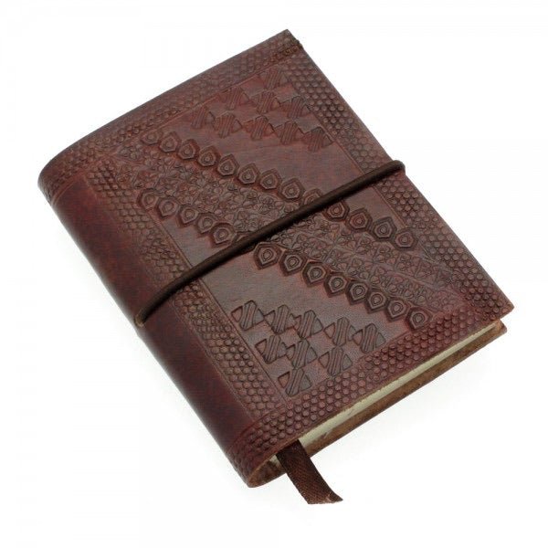 Mini Embossed Leather Notebook - CNB3 - Brown - Uneeka