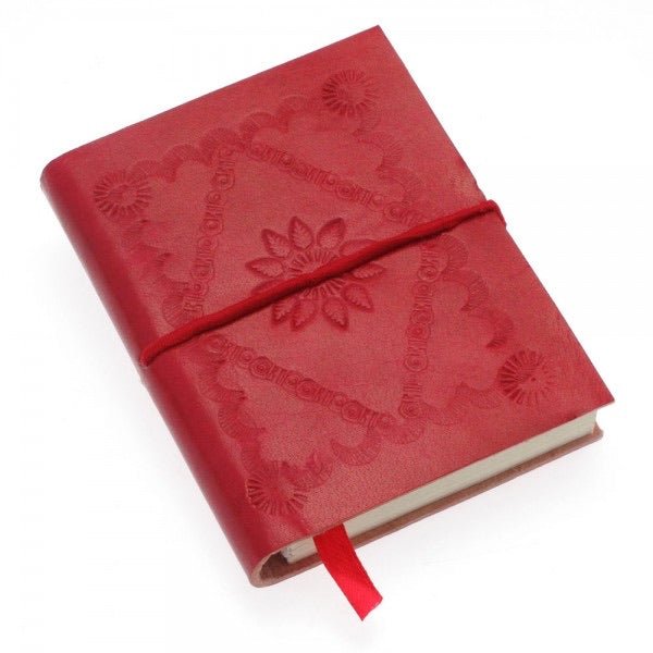 Mini Embossed Leather Notebook - CNB3 - Red - Uneeka