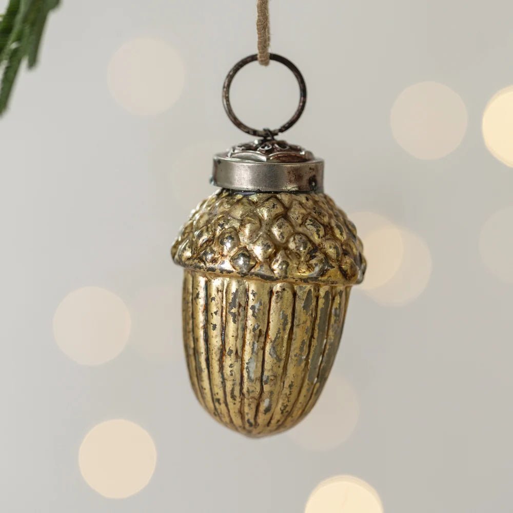 Mini Glass Acorn Bauble - C23635 - Uneeka