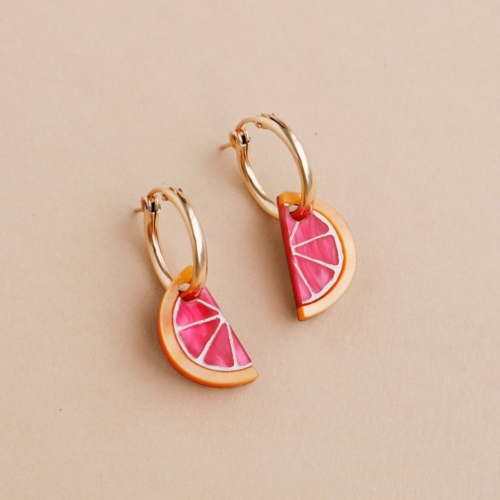 Mini Grapefruit Slice Gold Hoops - GC232603H - Uneeka