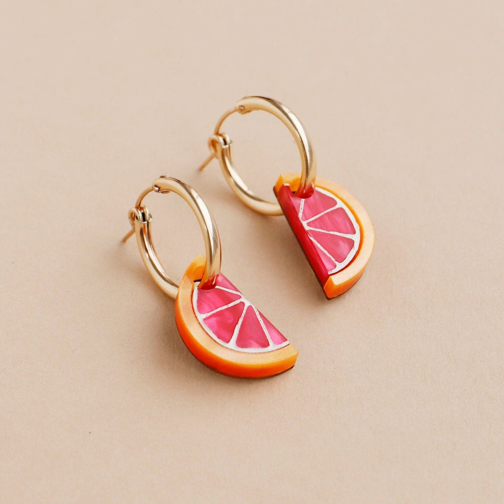 Mini Grapefruit Slice Gold Hoops - GC232603H - Uneeka