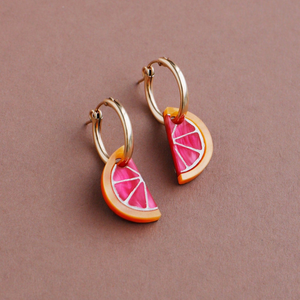 Mini Grapefruit Slice Gold Hoops - GC232603H - Uneeka