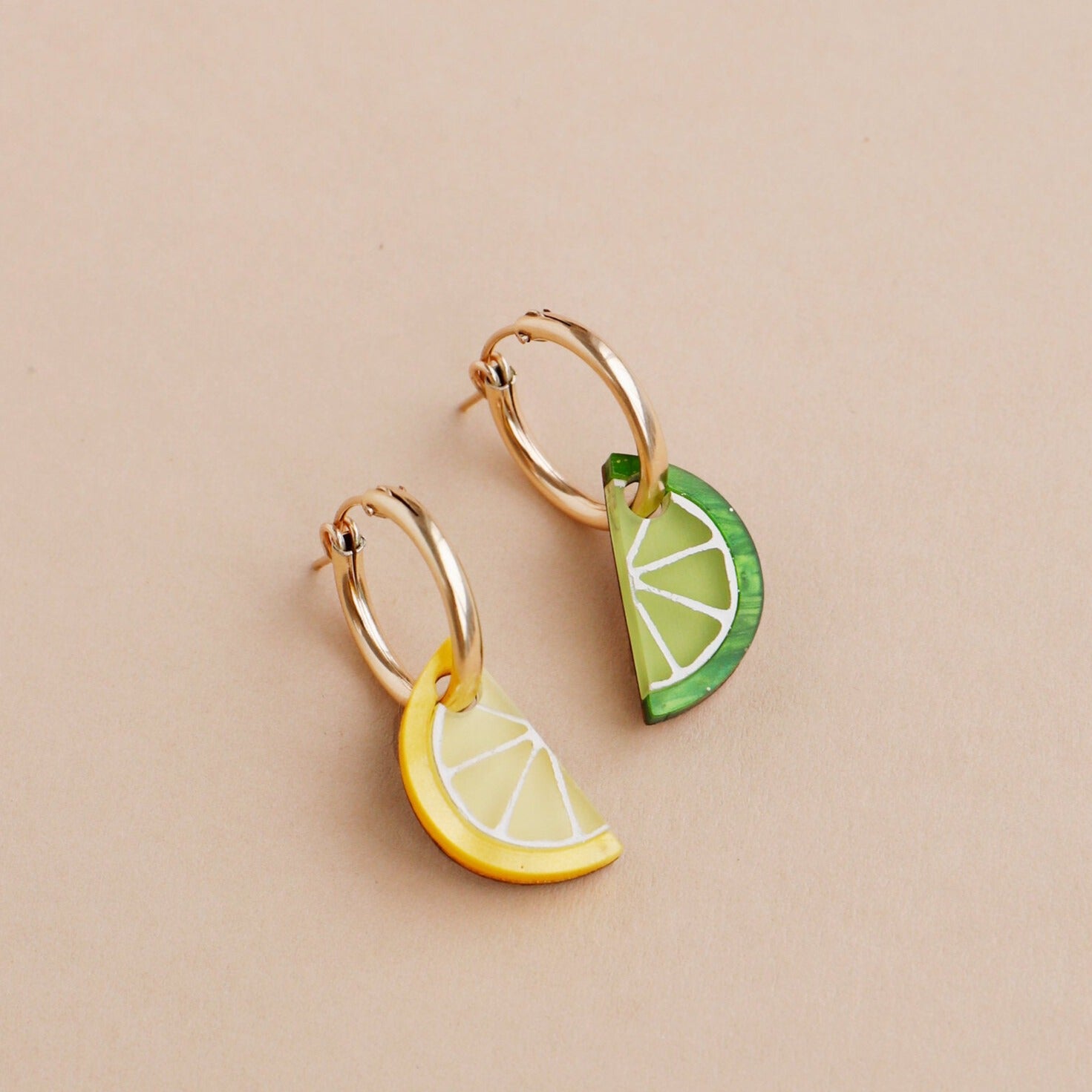 Mini Lemon & Lime Slice Gold Hoops - GC232701H - Uneeka