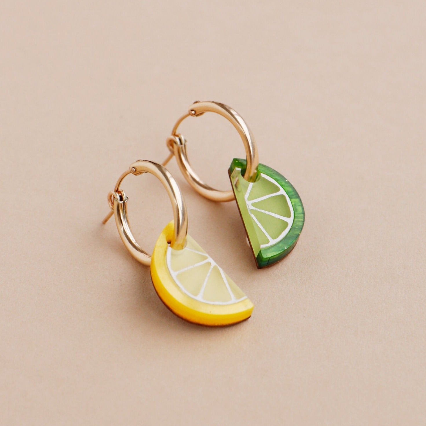 Mini Lemon & Lime Slice Gold Hoops - GC232701H - Uneeka
