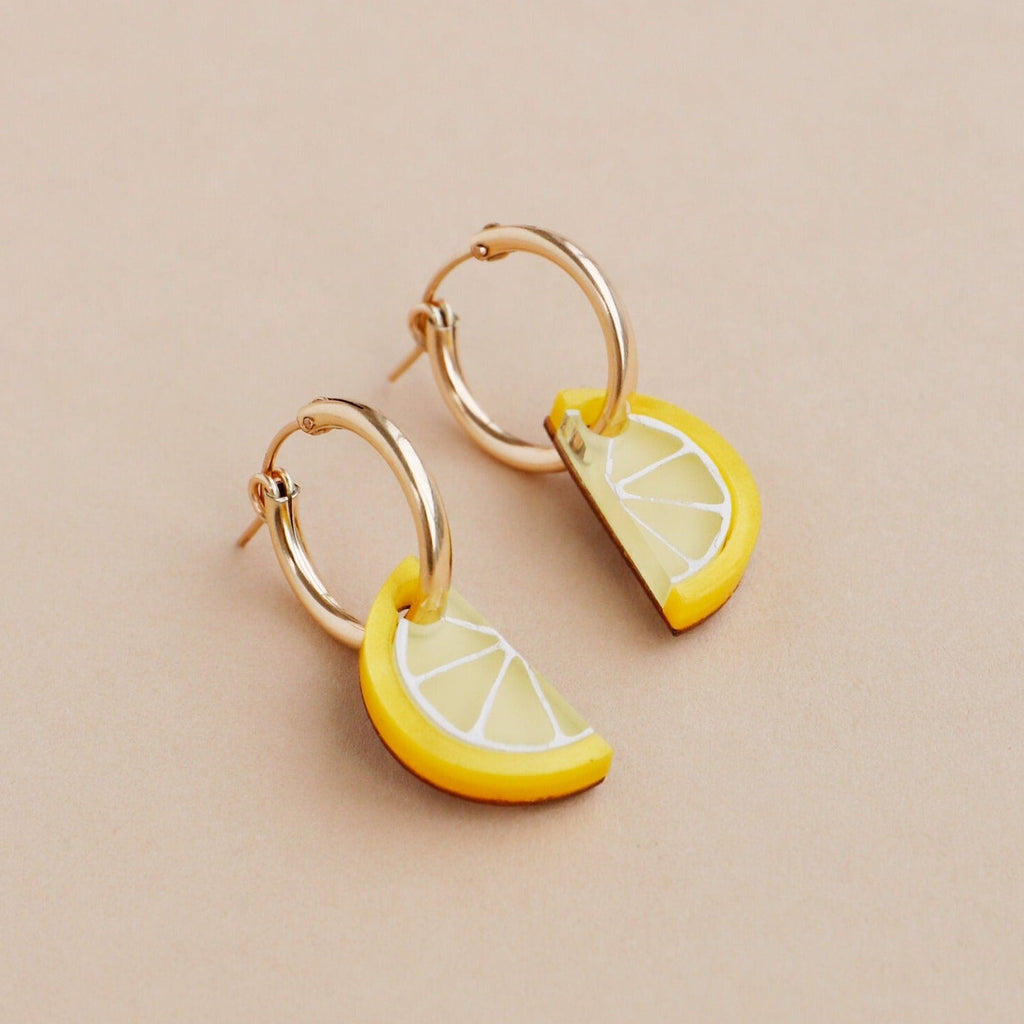 Mini Lemon Slice Gold Hoops - GC232601H - Uneeka