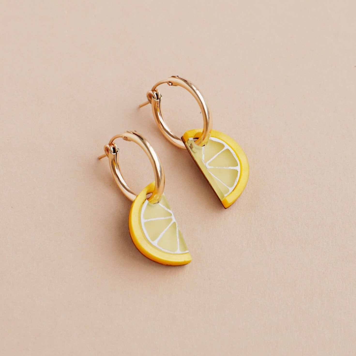 Mini Lemon Slice Gold Hoops - GC232601H - Uneeka