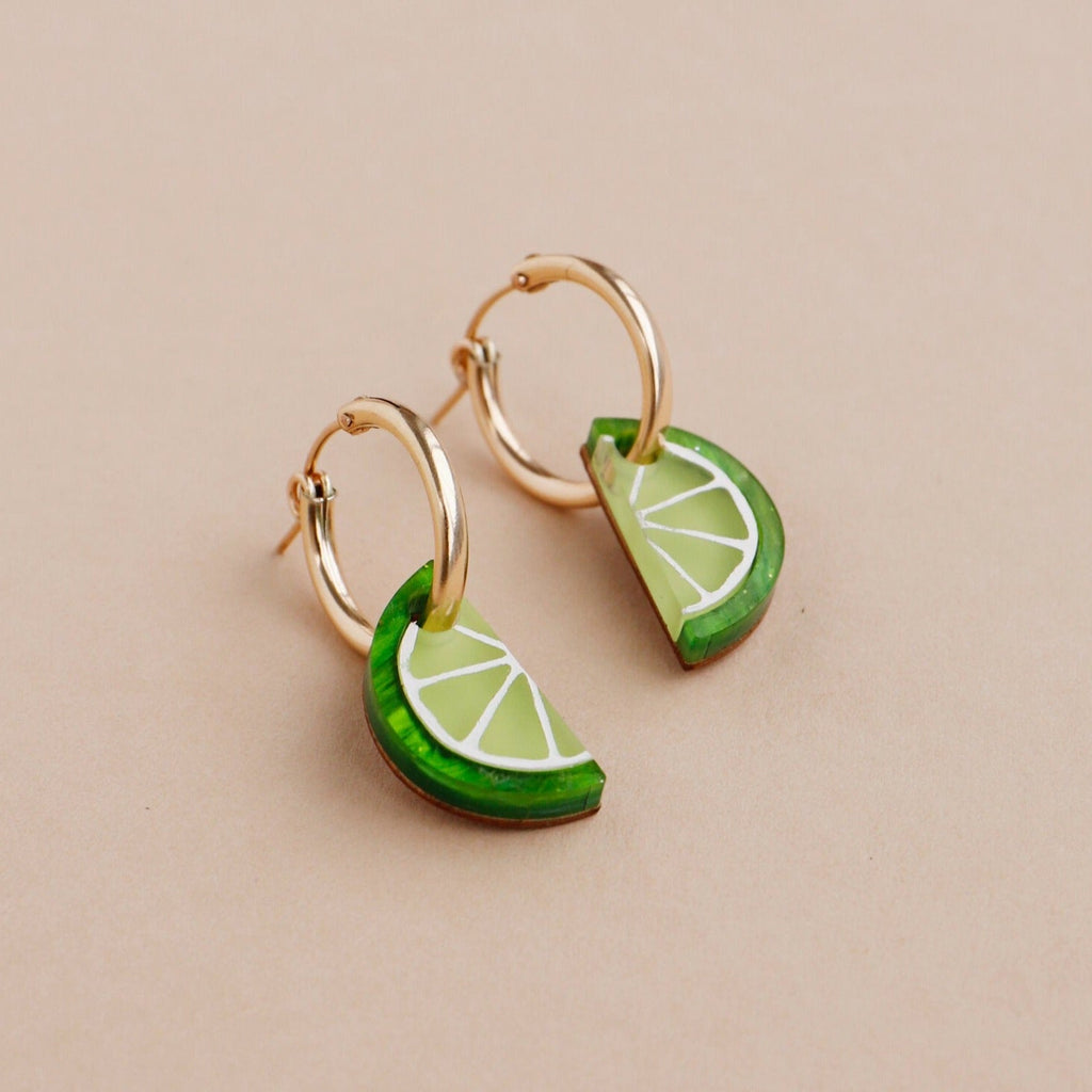 Mini Lime Slice Gold Hoops - GC232602H - Uneeka