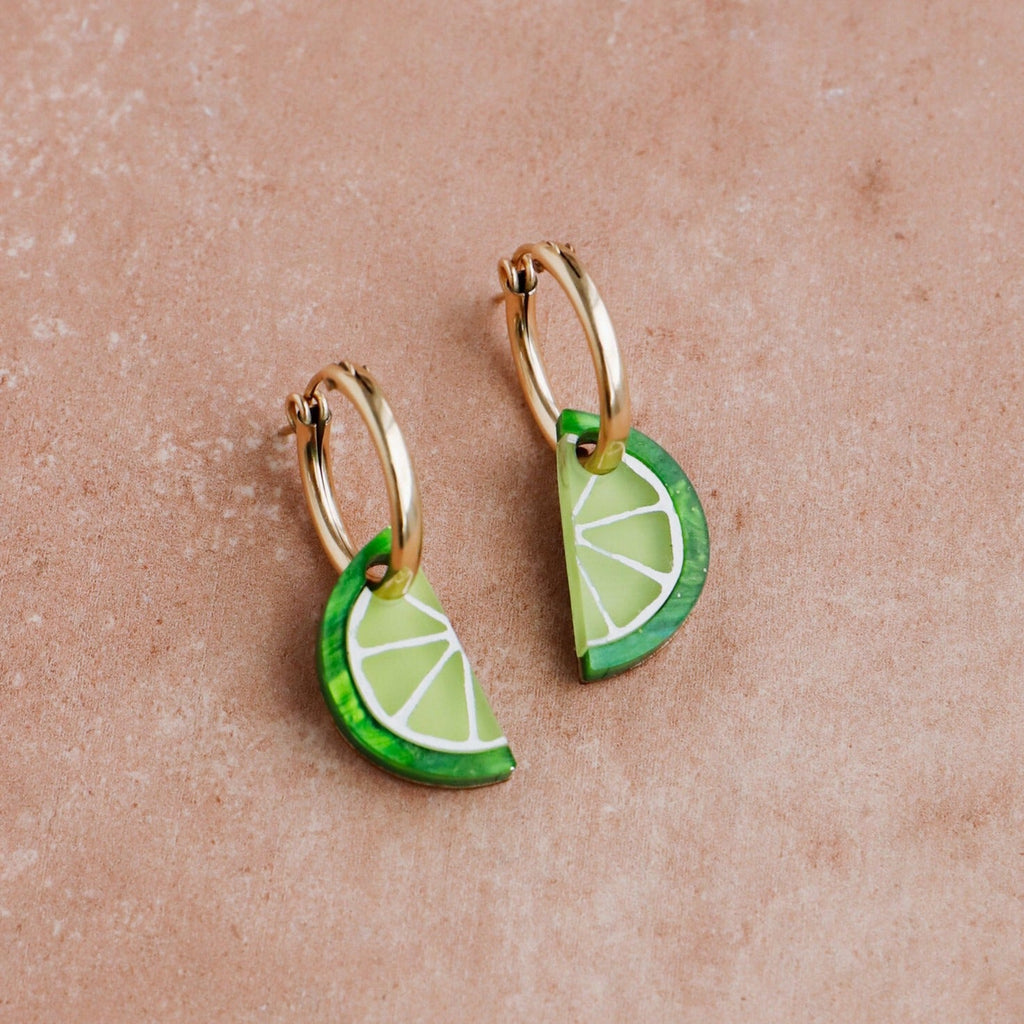 Mini Lime Slice Gold Hoops - GC232602H - Uneeka