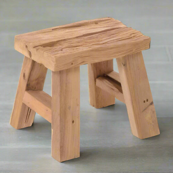Mini Rustic Teak Root Stool | Handcrafted Natural Charm | Uneeka