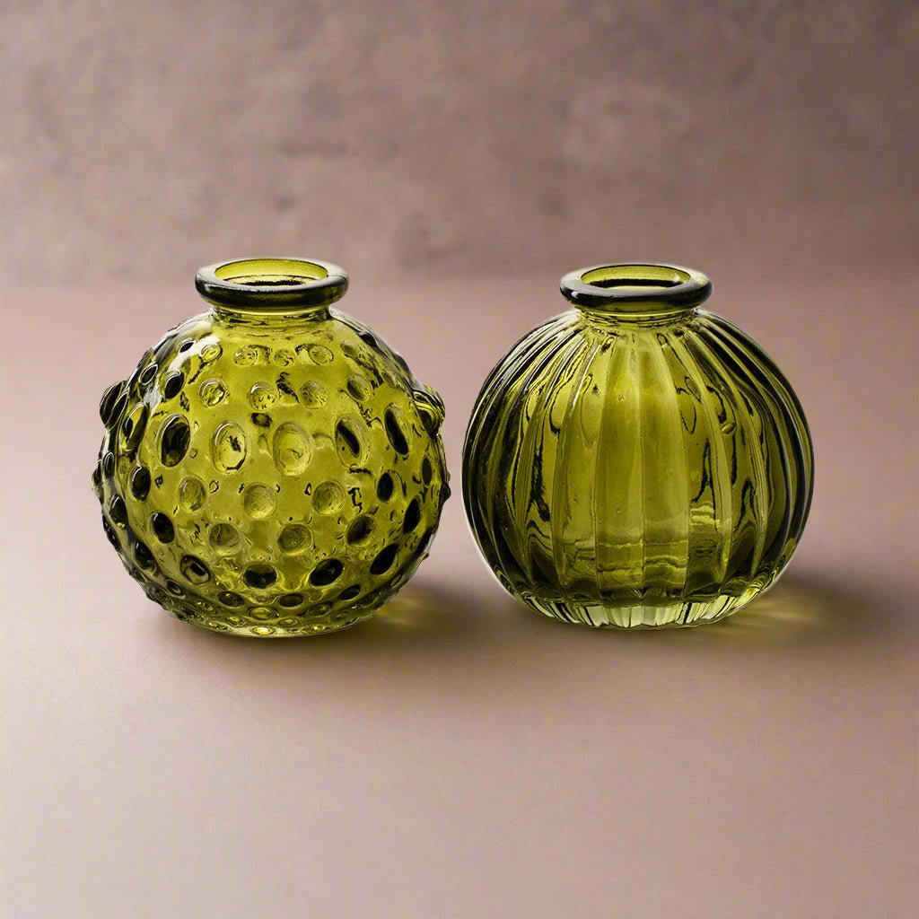Mini Textured Moss Green Pumpkin Vase - CV01031 - BUBBLED - Uneeka