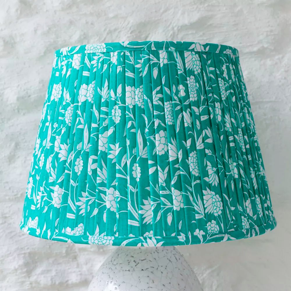 Mint Floral Pure Cotton Pleated Lampshade - SHB24879 - Uneeka