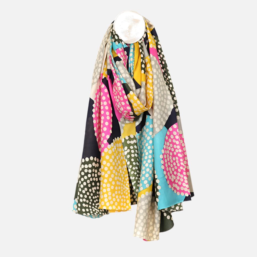 Mix Colour Circles Print Bamboo Scarf - 52891 - Uneeka