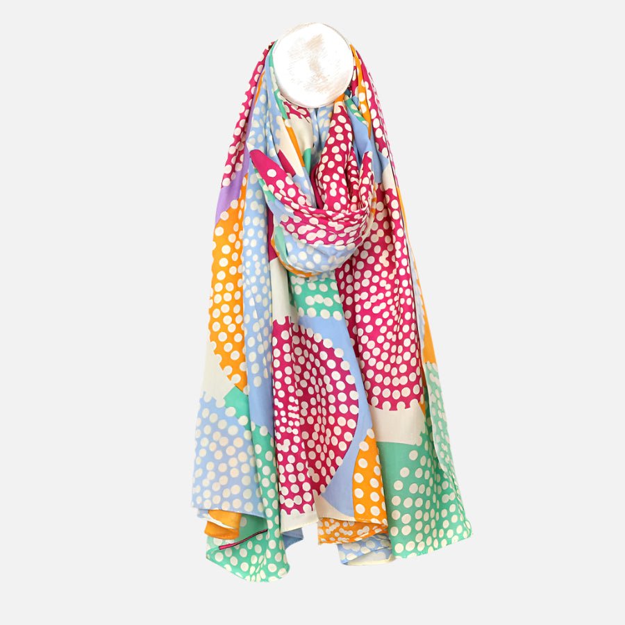 Mix Colour Circles Print Bamboo Scarf - 52892 - Uneeka