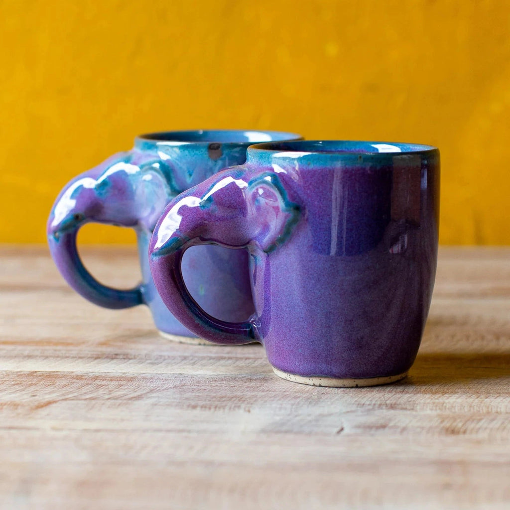 Mixed Purple Elephant Handle Glazed Mug - BF34 - Uneeka