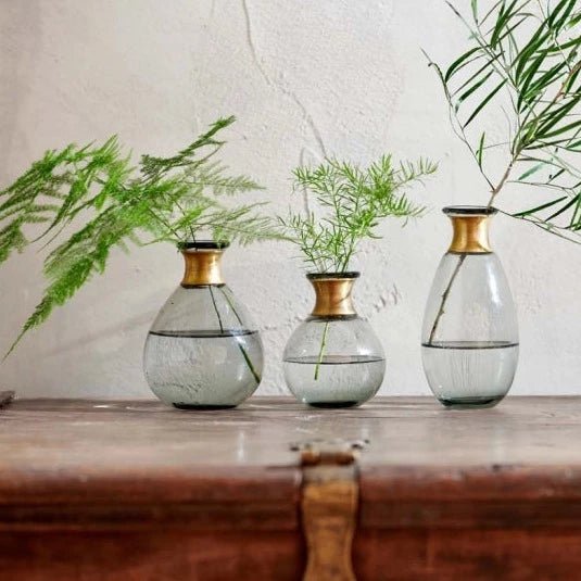 Miza Mini Wide Smoke Glass Vase - MV1102 - Uneeka