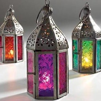 Moroccan Style Mini Glass Lantern - LT14 - RED - Uneeka