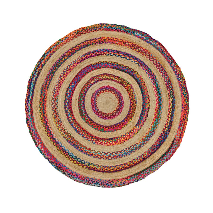 Multi Chindi & Jute Braided Round Rug - R7150 - Uneeka