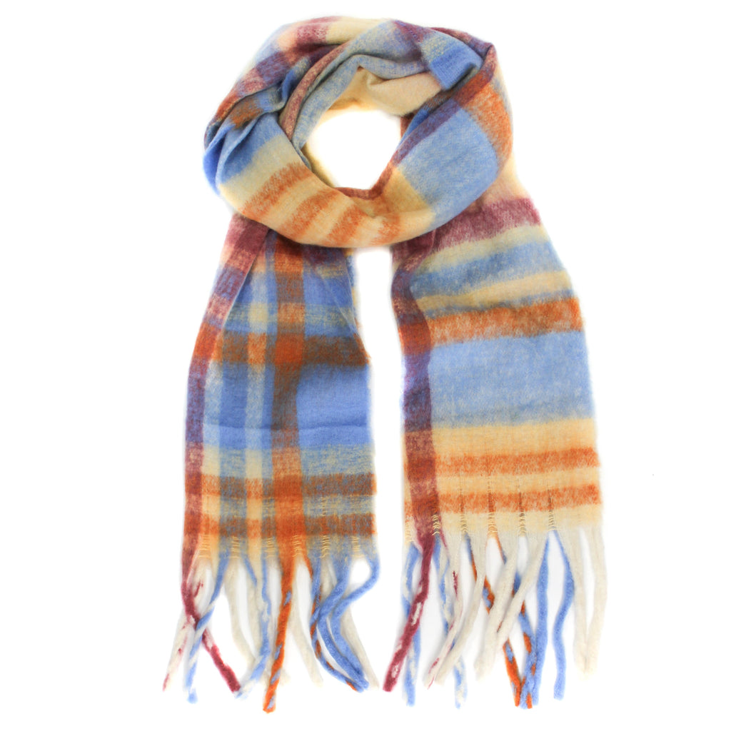 Multi Colour Blue, Red & Orange Check Scarf - SKB002C08 catiana orange - Uneeka