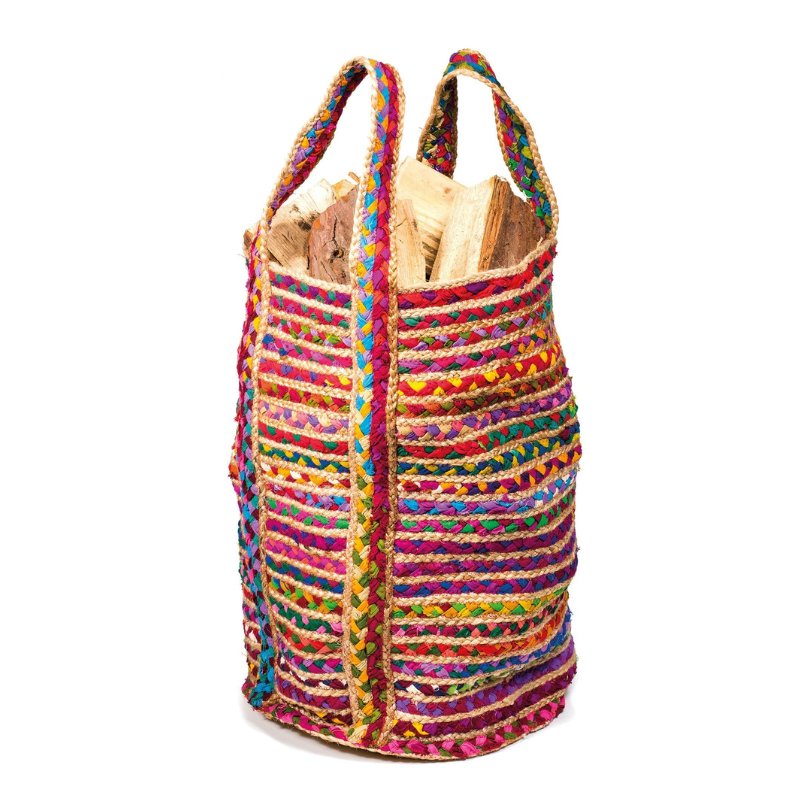 Multi Colour Cotton and Jute Chindi Bag - JB29 - Uneeka