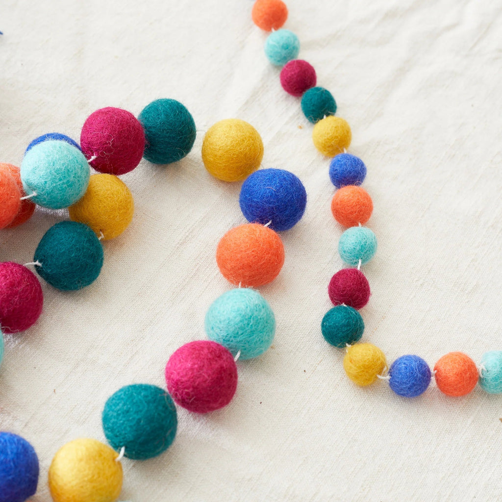 Multi Colour Felt Ball Pompom 2m Garland - 241MUL - Uneeka