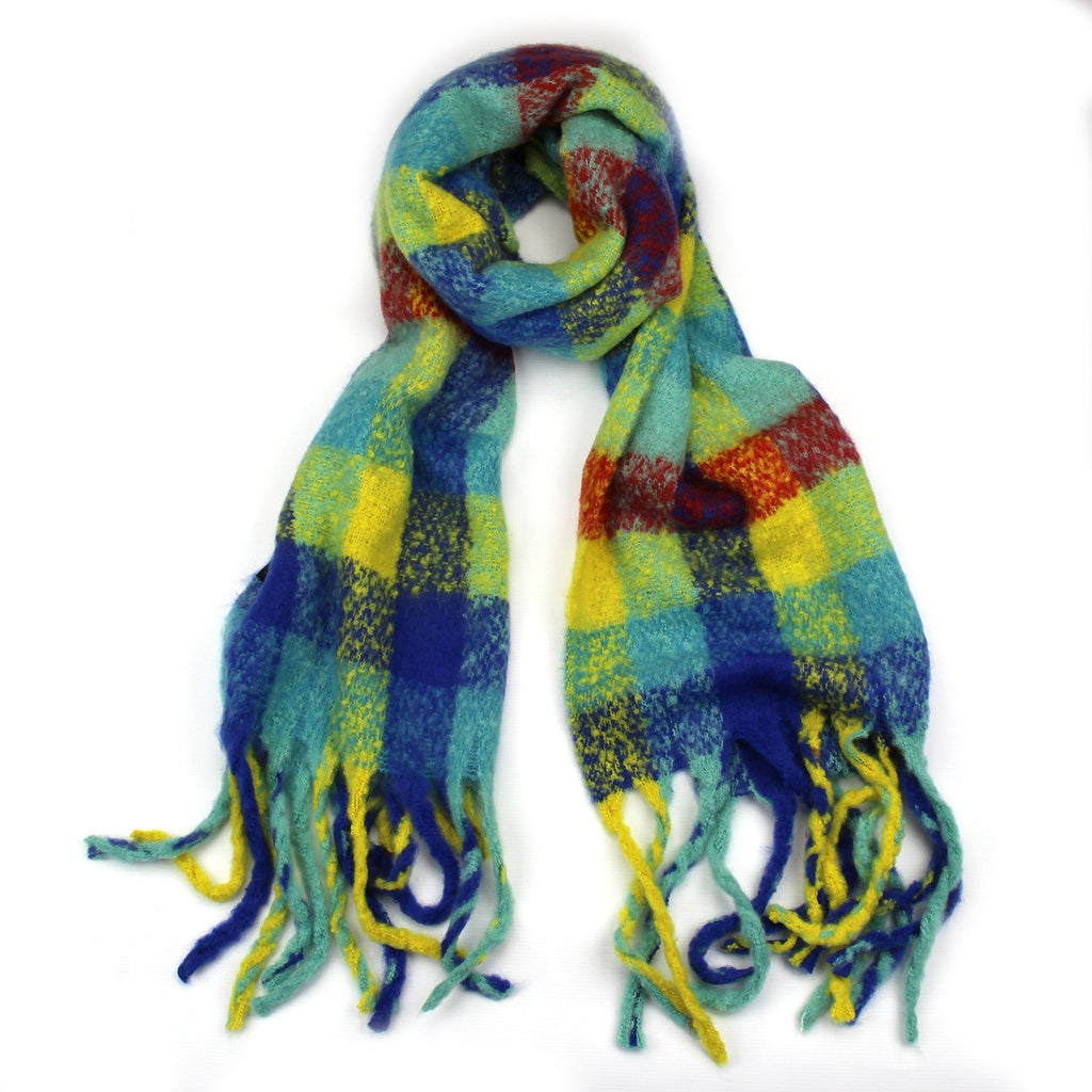 Multi Colour Green & Blue Bright Check Scarf - SK5656C02 - Uneeka