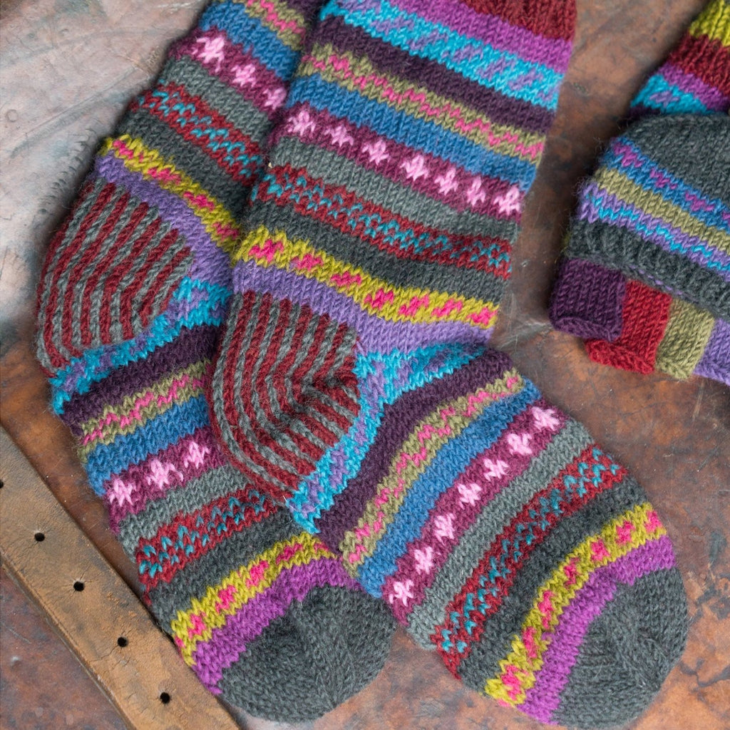 Multi Colour & Grey Wool Socks - SOCK396 - Uneeka