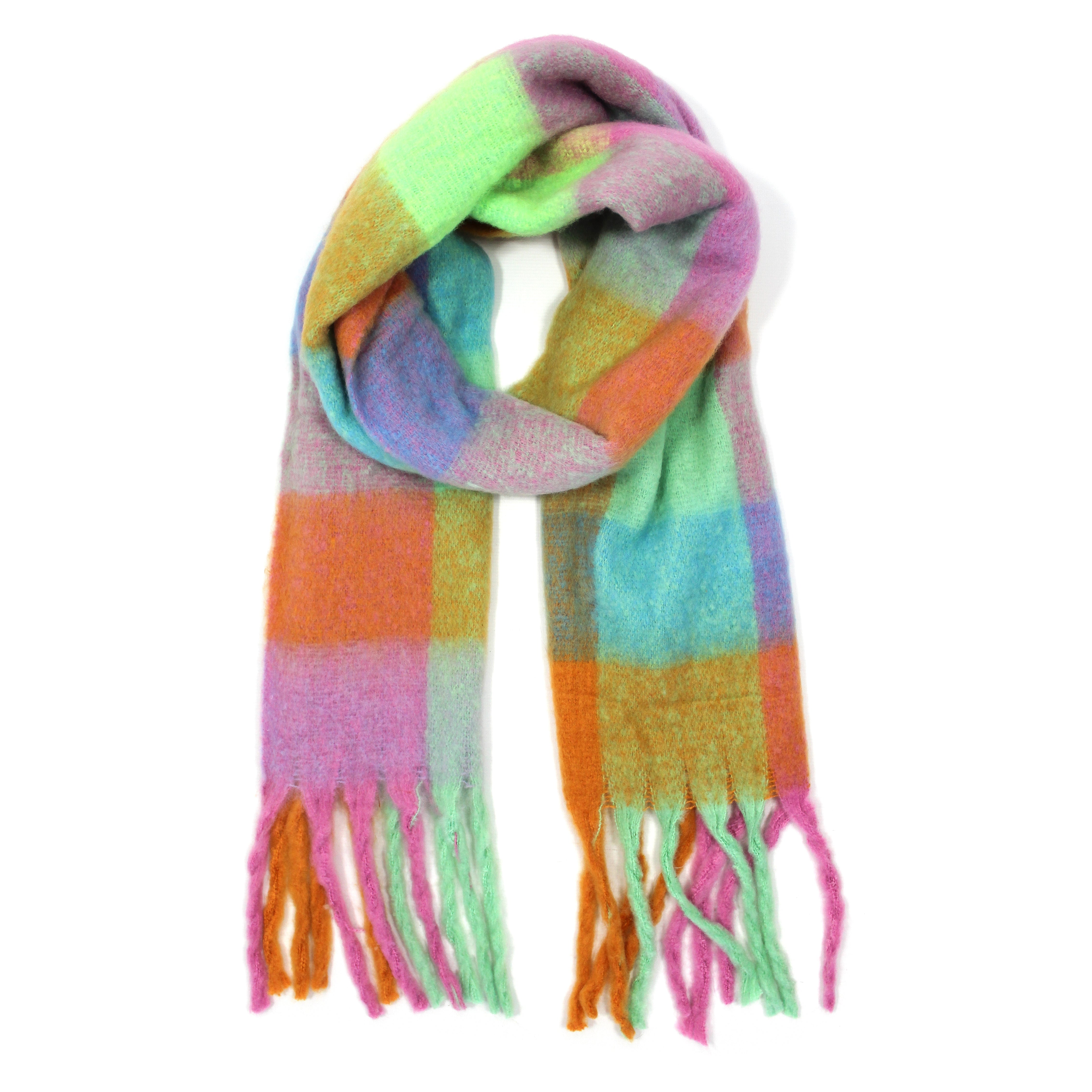Multi Colour Pastel Tone Check Scarf - SK5651C10 bethany multi pastel - Uneeka