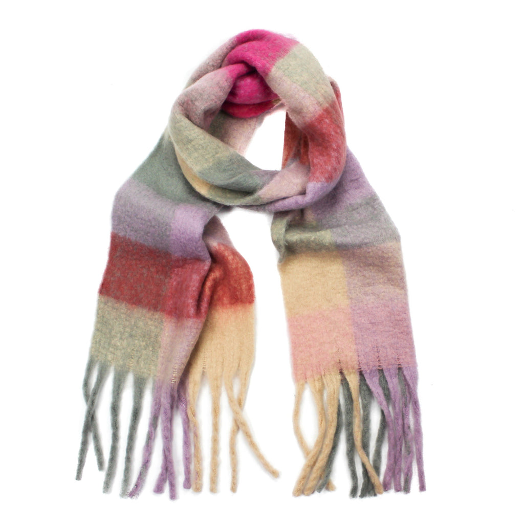 Multi Colour Pink Check Scarf - SK5651C27 bethany multi pink - Uneeka