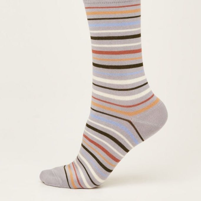 Multi Colour Rainbow Organic Socks - SPW748 - GREY - Uneeka