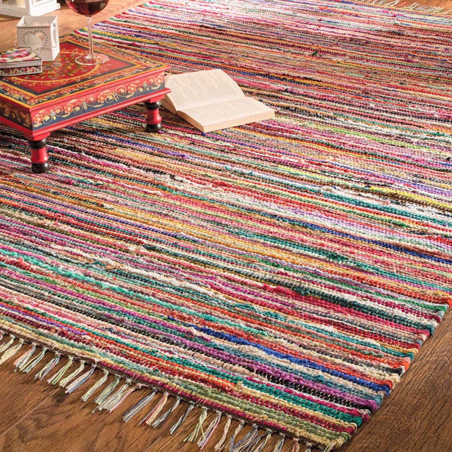 Rug Multicolour Rag Rug Multi Colour Recycled Cotton Rag Rug | Eco-Friendly & Unique | Uneeka