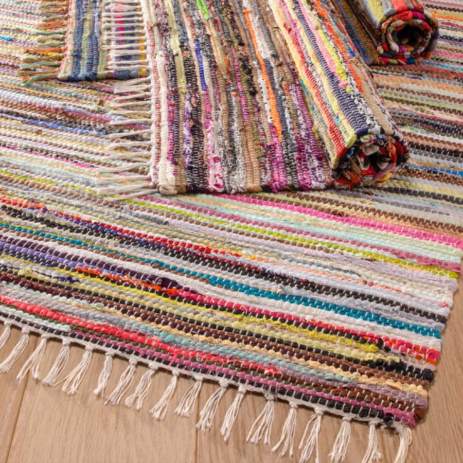 Rug Multicolour Rag Rug Multi Colour Recycled Cotton Rag Rug | Eco-Friendly & Unique | Uneeka