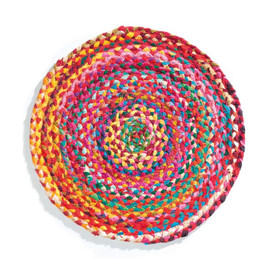 Multi Colour Recycled Cotton Round Rug - R1160 - Uneeka