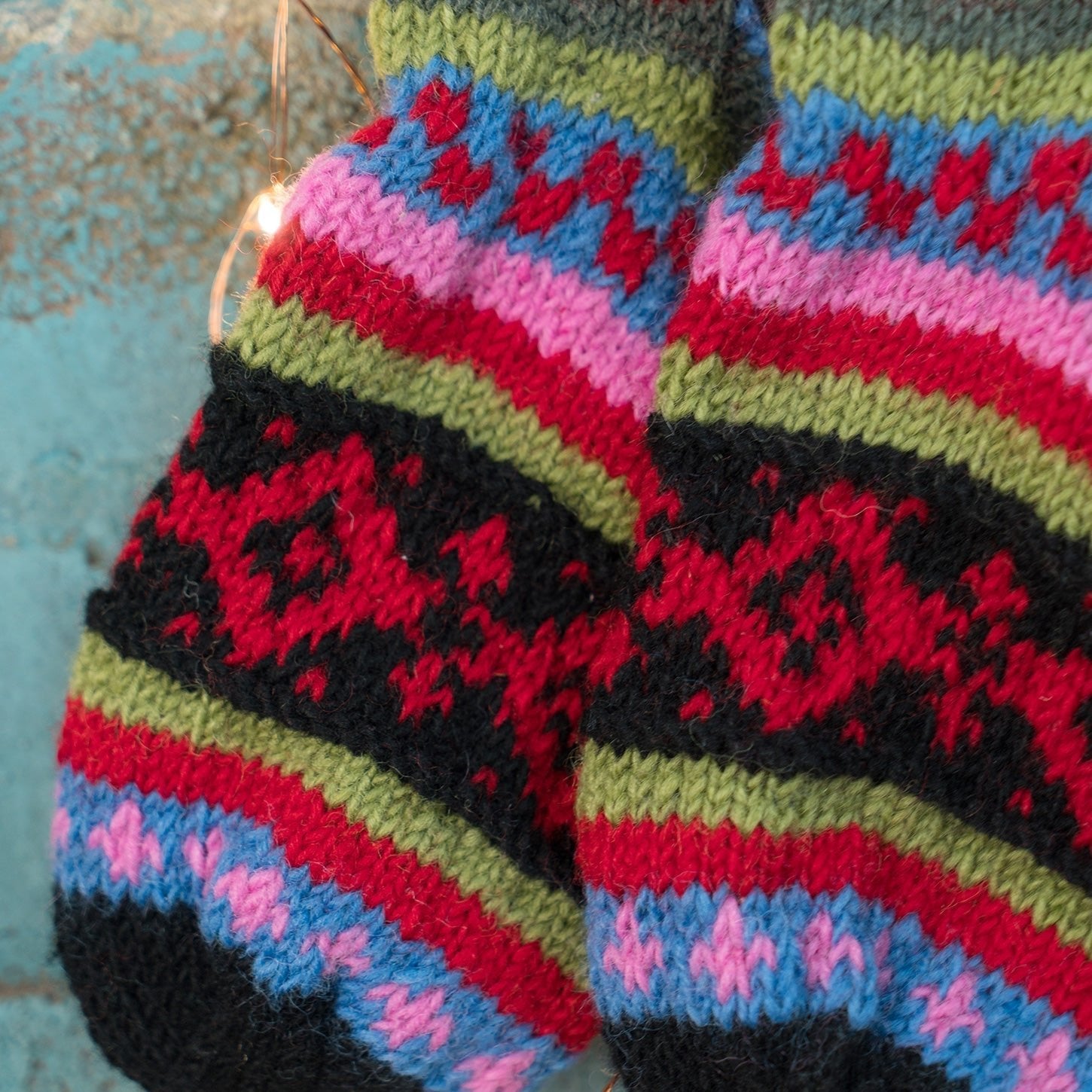 Multi Colour & Red Diamond Wool Socks - SOCK394 - Uneeka