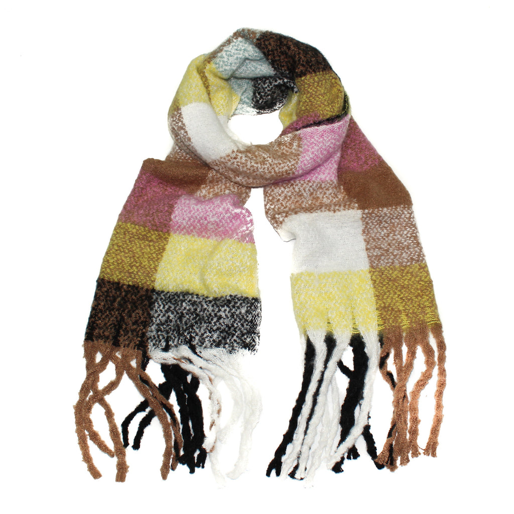 Multi Colour Yellow & Neutral Check Scarf - SK5652C05 - Uneeka