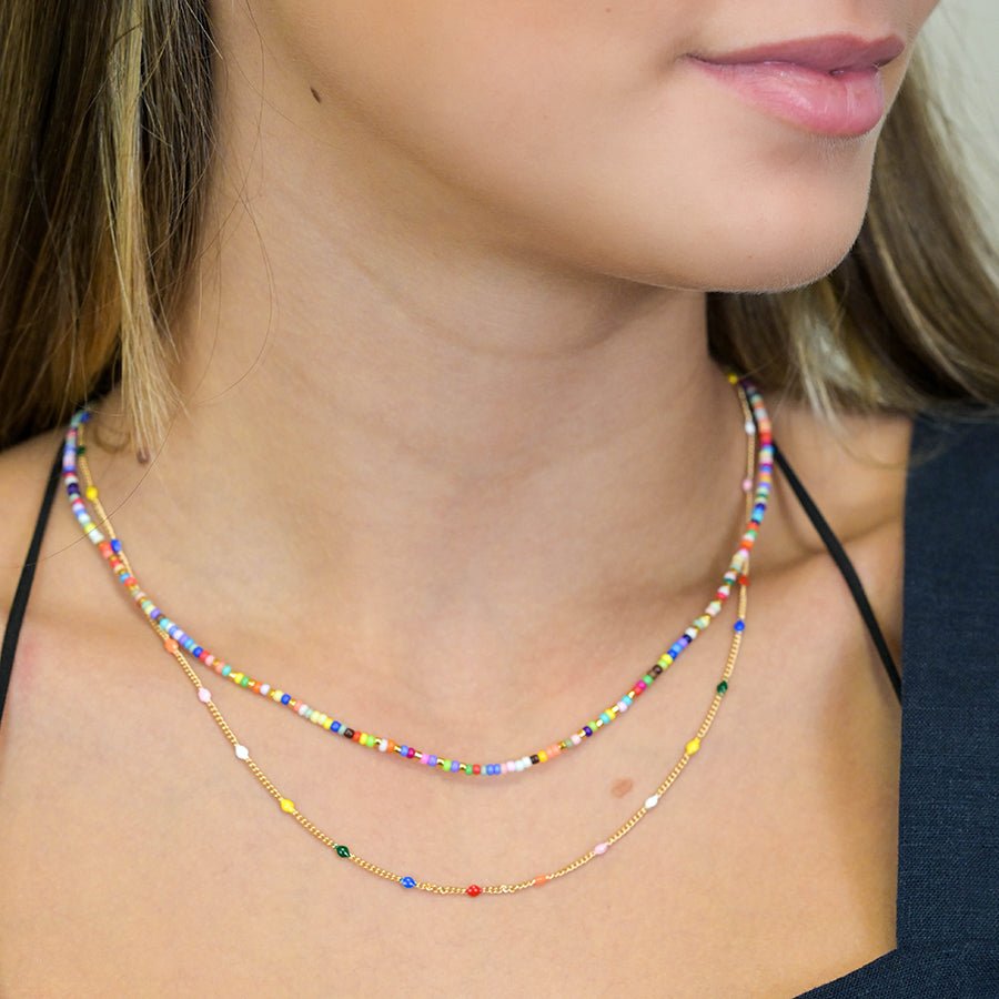 Multi Coloured Beaded Necklace - 04310 - Uneeka