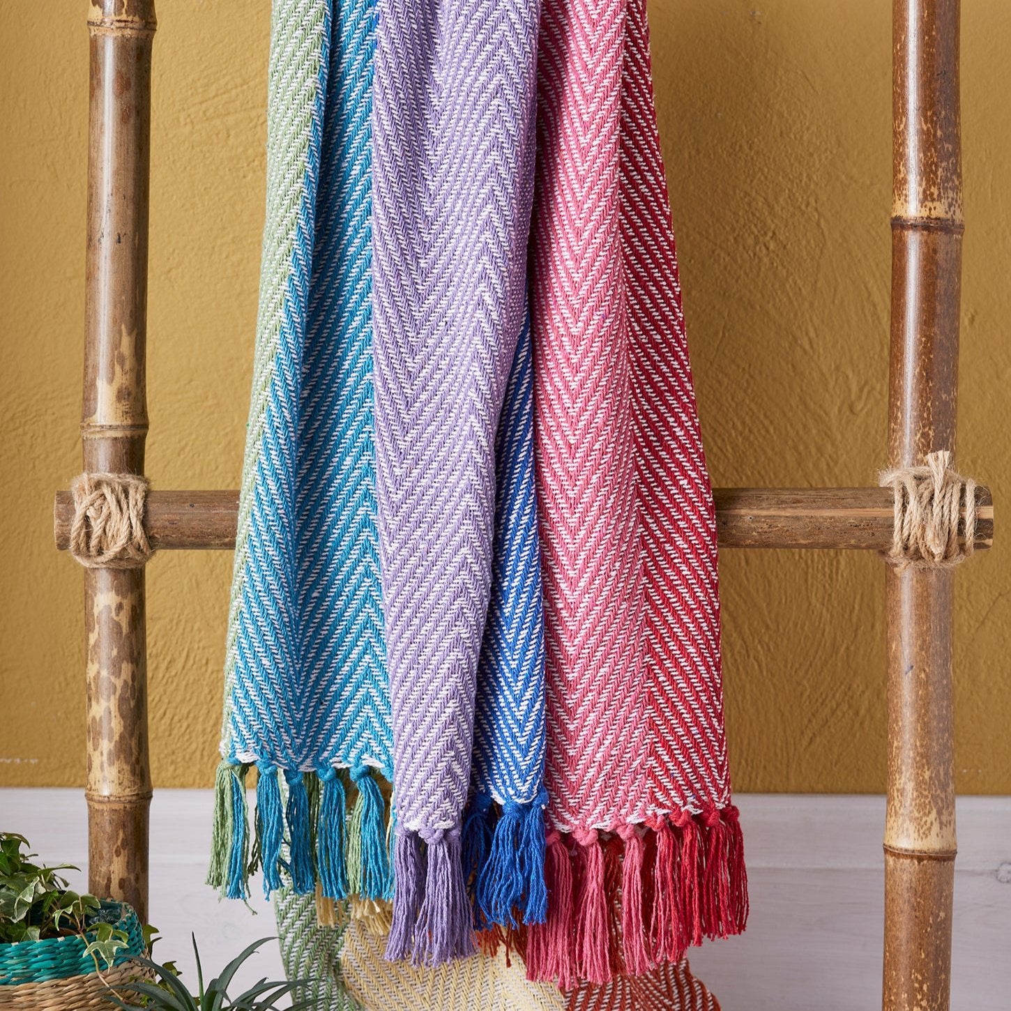 Multi Coloutred Throw Multi Coloured Recycled Cotton Chevron Throw | Eco-Friendly | Uneeka