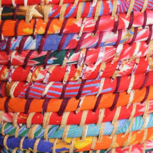 Multicoloured Recycled Sari Basket - PROK014 - S - Uneeka