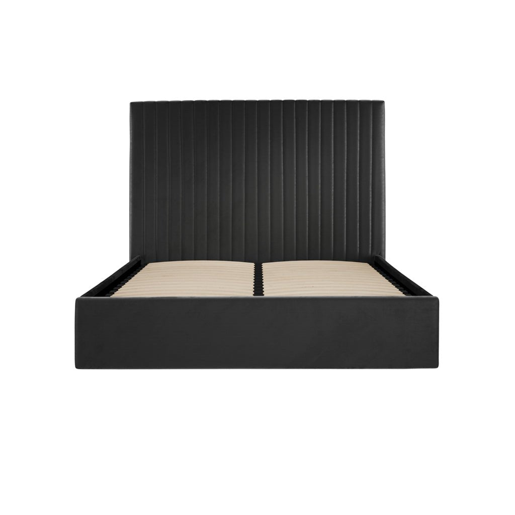 Munich Tall Velvet Ottoman Double Bed Frame - BERTBLA4.6* - Uneeka